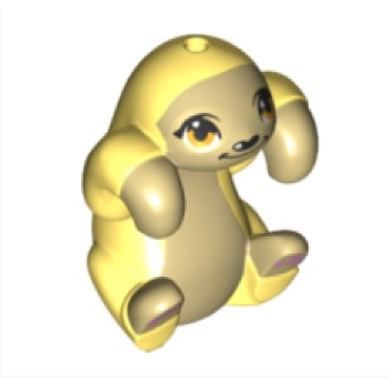 Luiaard met fel licht oranje ogen en licht rose pootjes patroon Bright Light Yellow